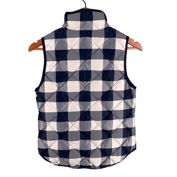 J. Crew Quilted Puffer Vest Women's XS Petite Excursion Buffalo Plaid Check Down - Picture 2 of 9